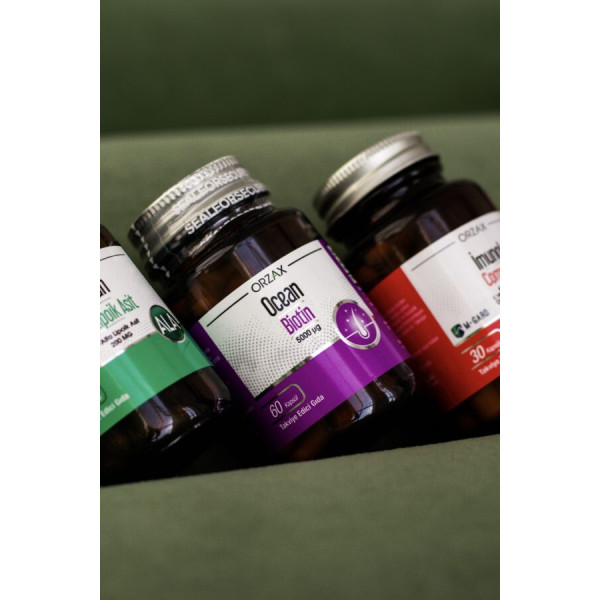 Дієтична добавка з Біотіном для волосся, шкіри та нігтів Orzax Ocean Biotin 5000 мкг, 60 капсул